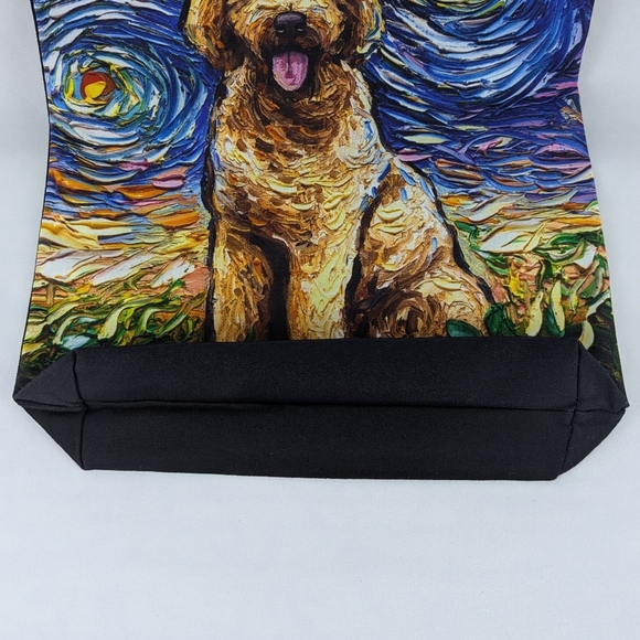 Tote Bag Golden Doodle Night By Aja Trier Poly Poplin Multicolor NWT - Picture 6 of 9